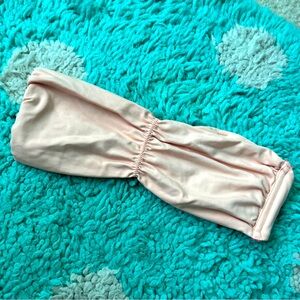 MAAJI Bikini Top Swim Floral S Bandeau Peach Reversible Pink Strapless Ruched